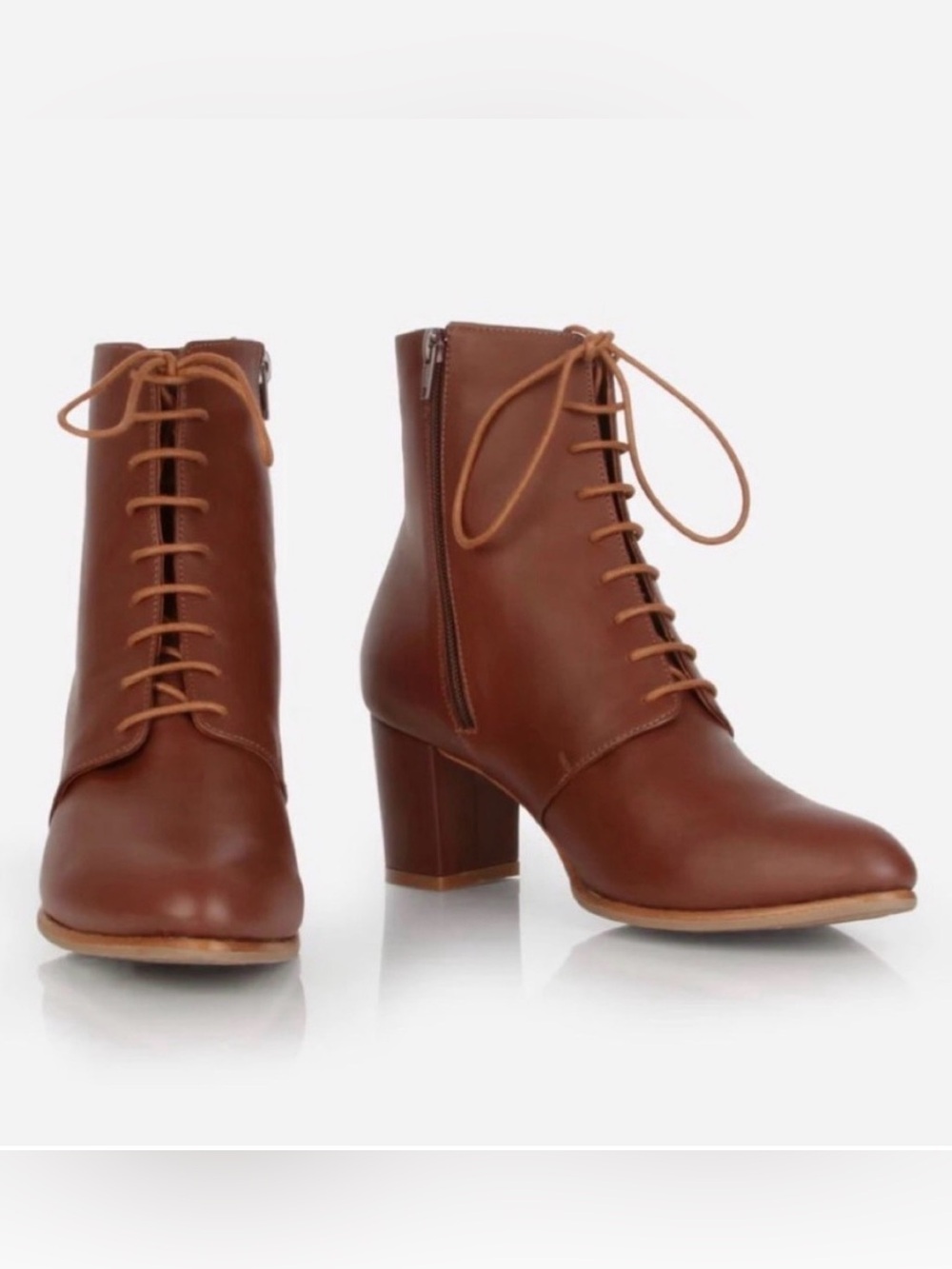 Poppy Barley Victoriana Boot Lace Up Heeled Brown Leather Prairecore Size 5.5